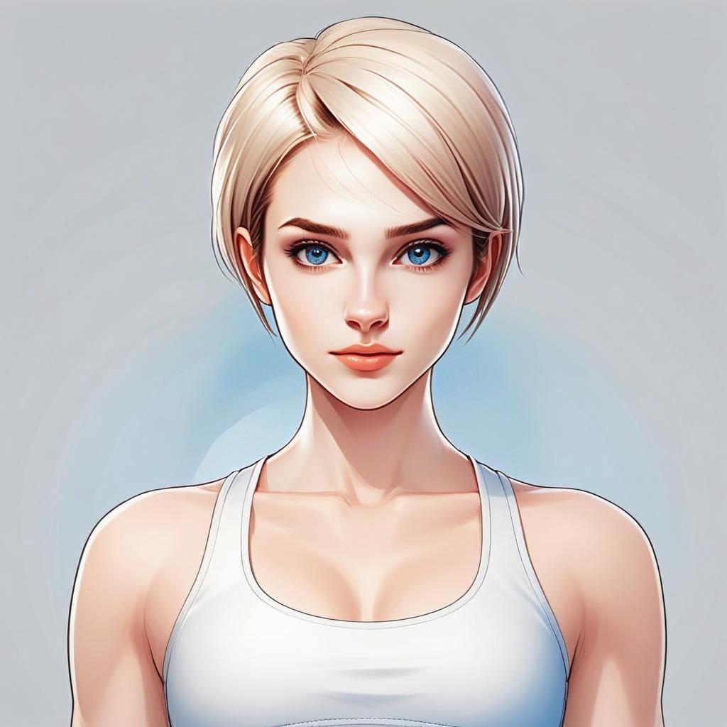 Confident Young Woman Portrait in Anime Style Confident Young Woman Portrait in Anime Style