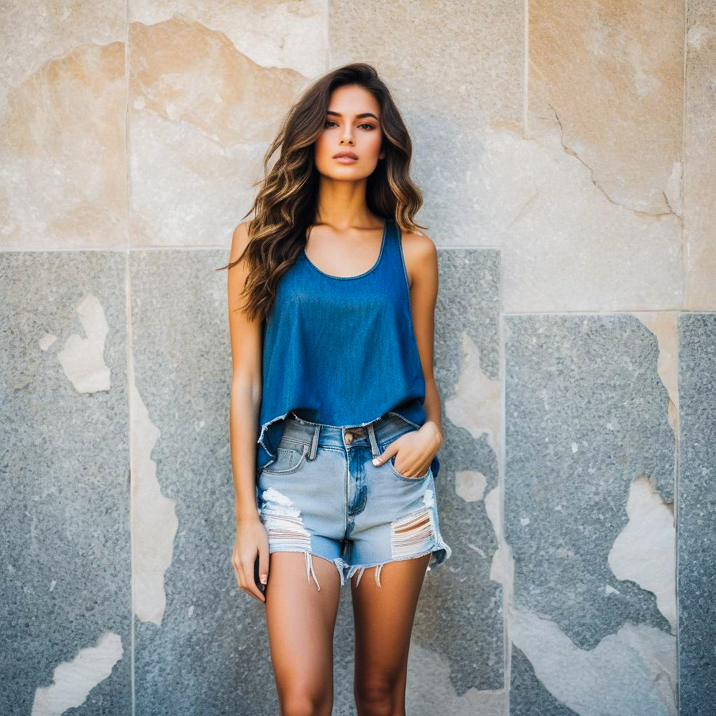 Confident Young Woman in Casual Summer Outfit Confident Young Woman in Casual Summer Outfit