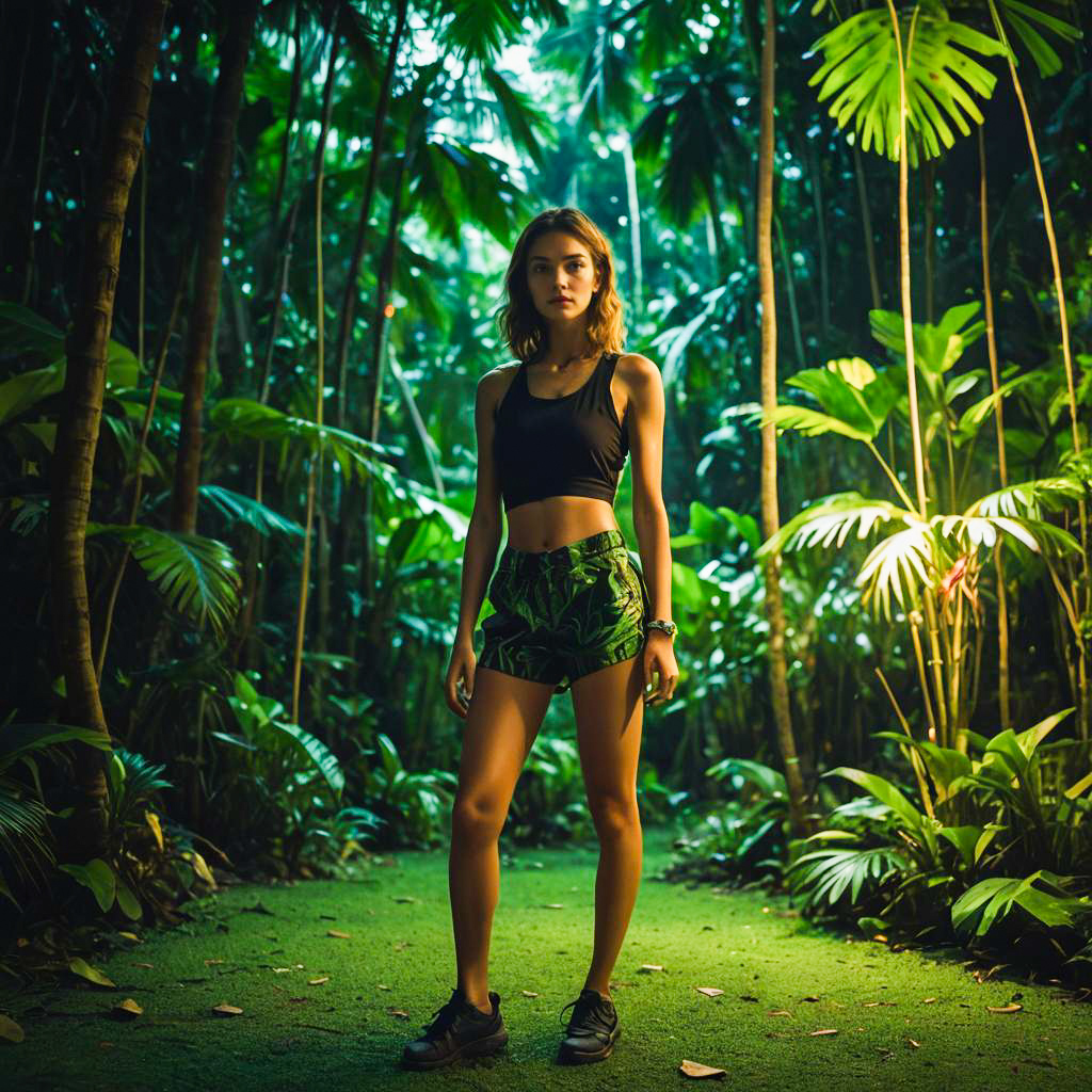 Fit Woman in Tropical Forest - Health & Adventure