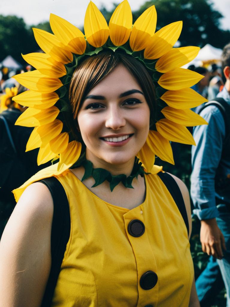Person in Sunflower Costume at Costume Festival Portrait