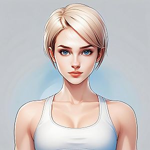 Confident Young Woman Portrait in Anime Style
