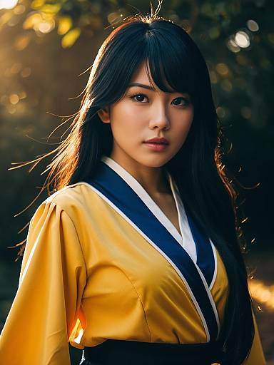 Sumeragi Lee Noriega Cosplay Woman in Yellow and Navy Costume