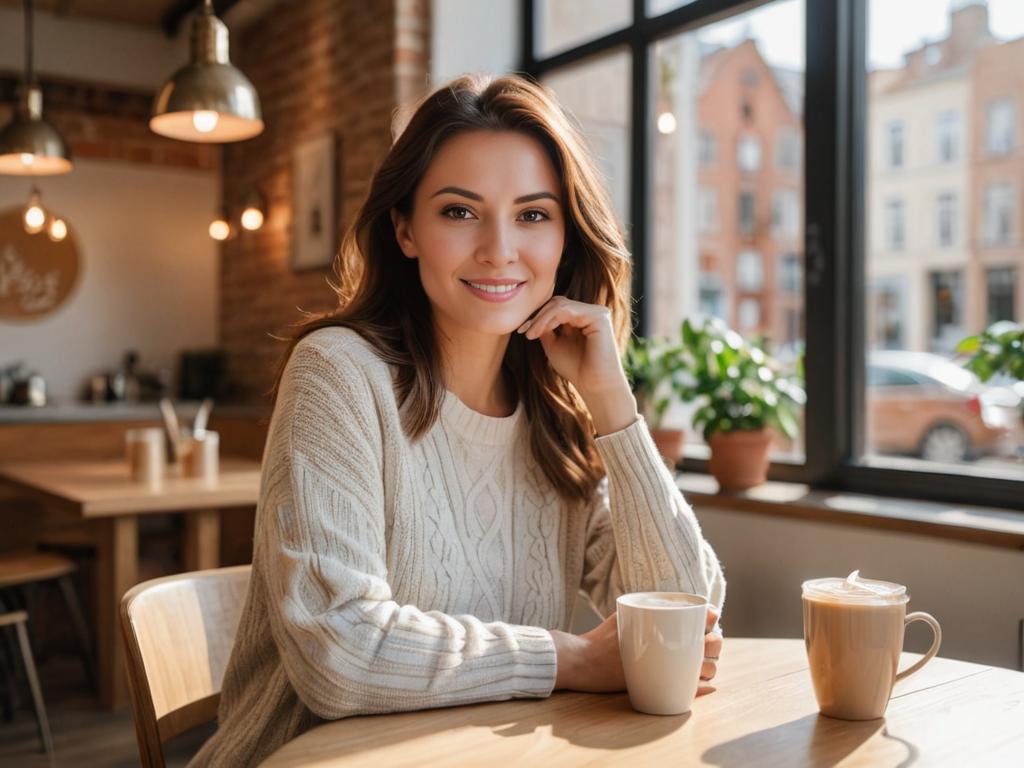 Woman Enjoying Coffee in Cozy Morning Light