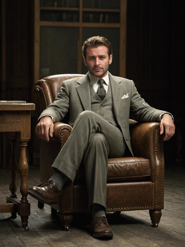 Man in Tailored Suit in Vintage Room