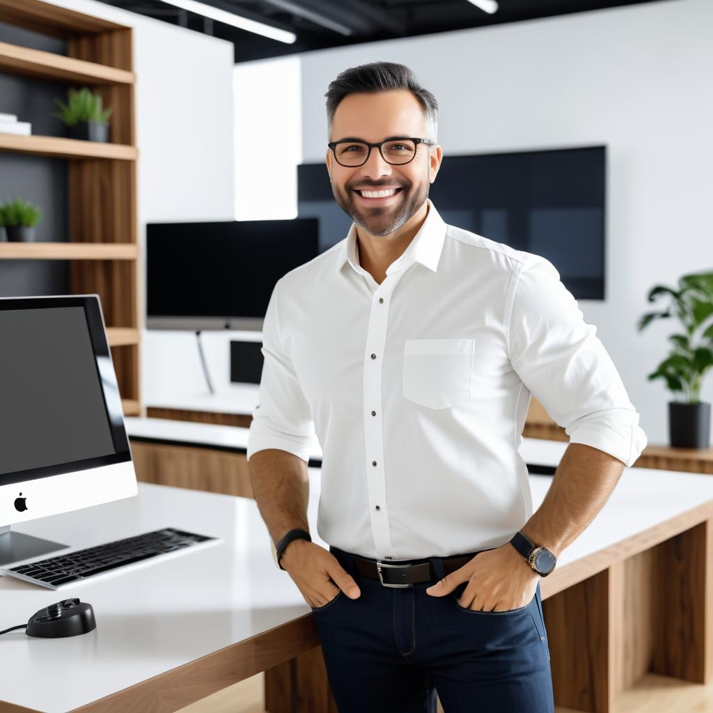 Confident Man in Stylish Office