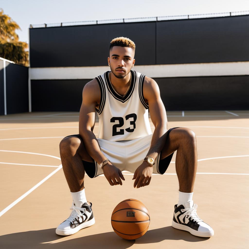 Confident Young Man in Basketball Jersey