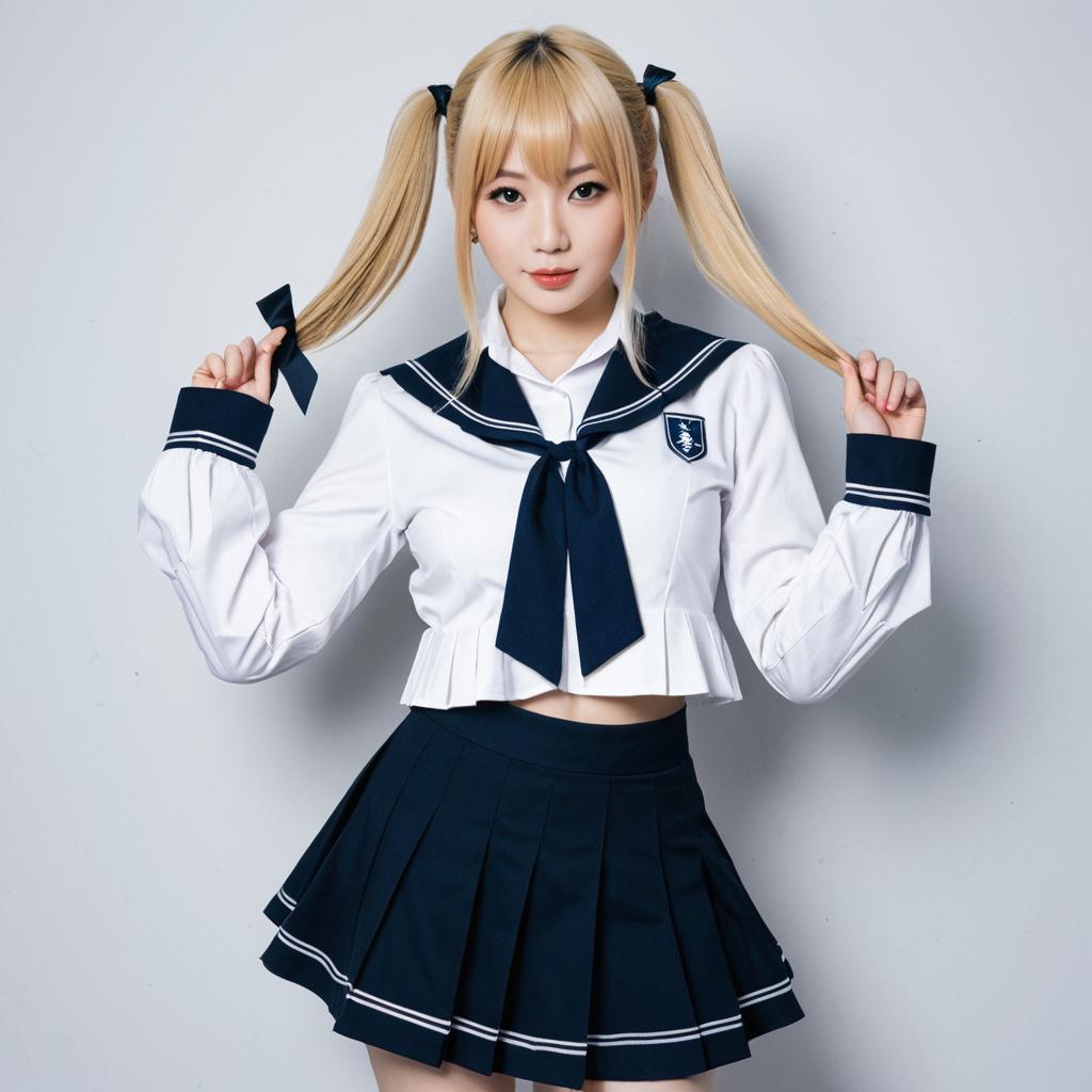 Amano Soraha in Japanese Sailor School Uniform Cosplay