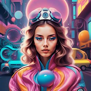 Futuristic Portrait of a Young Woman