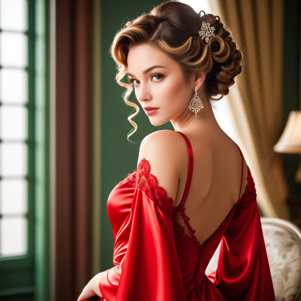 Elegant Woman in Red Gown