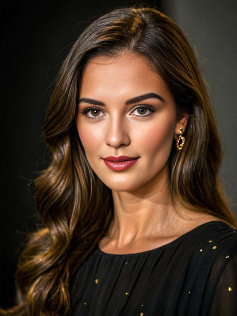 Close-up Portrait of Confident Woman with Elegant Makeup