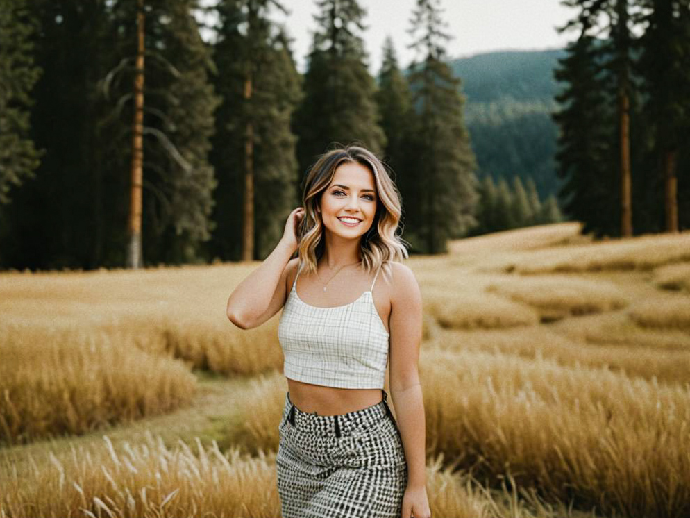 Stylish Woman in Serene Field