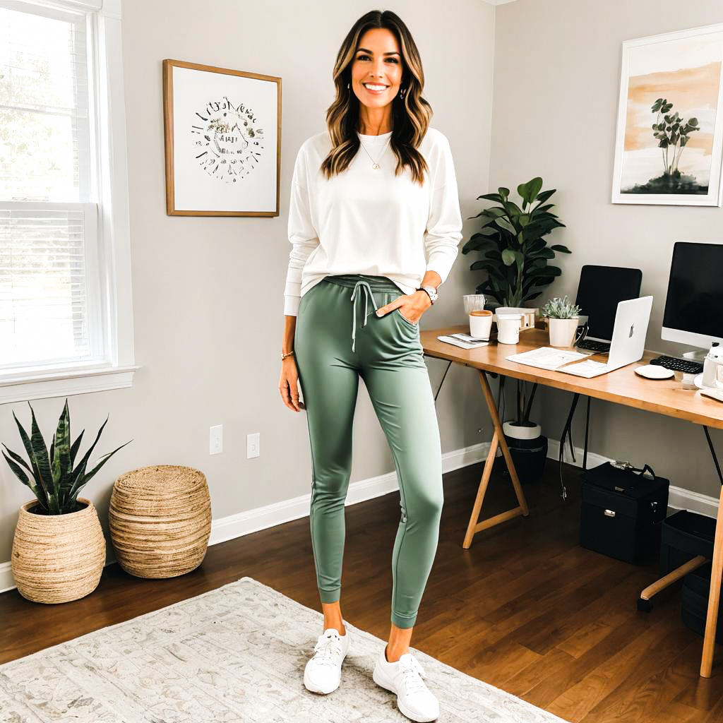 Stylish Woman in Modern Home Office