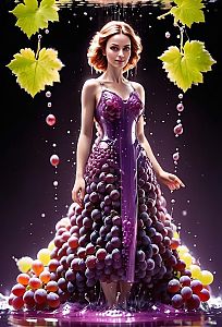 Elegant Woman in Grape Dress Underwater