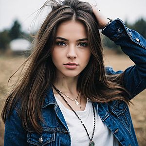 Confident Young Woman in Denim Jacket