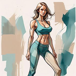 Athletic Woman in Teal Sportswear