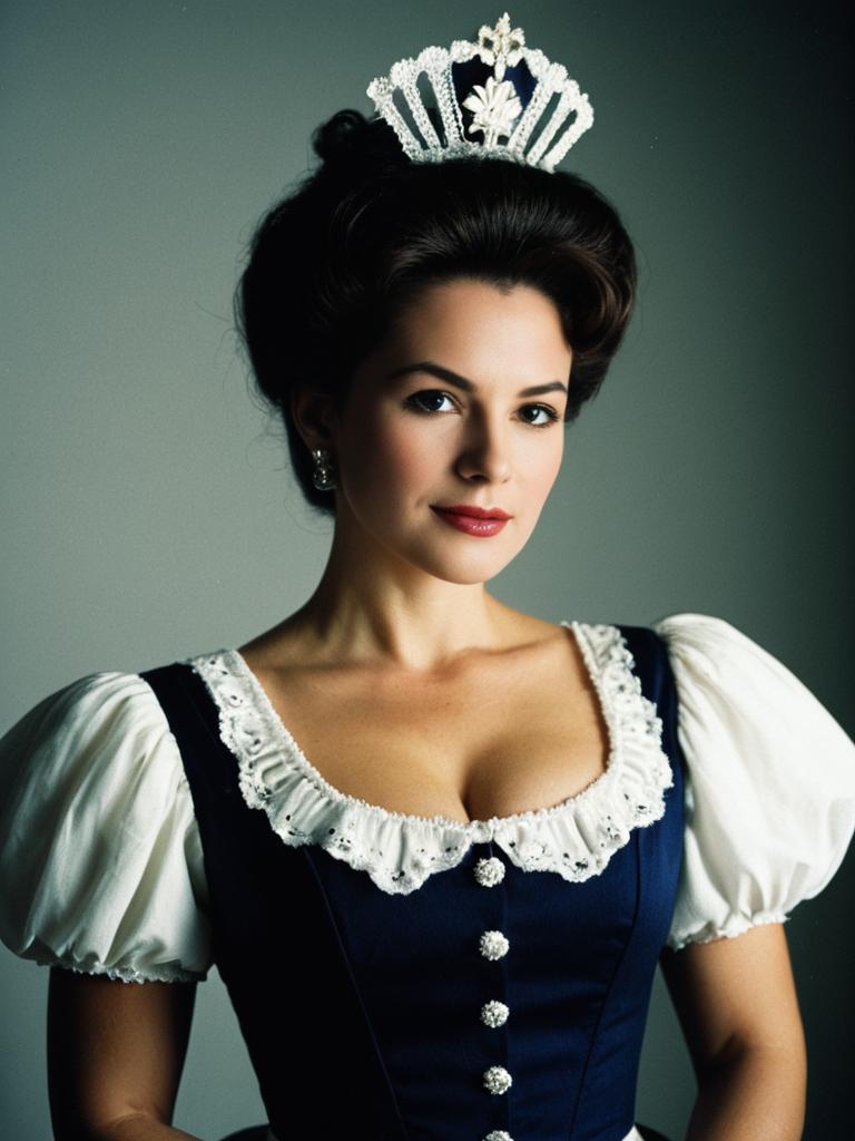 Photorealistic Portrait of Woman in Miss Elizabeth Costume with Tiara