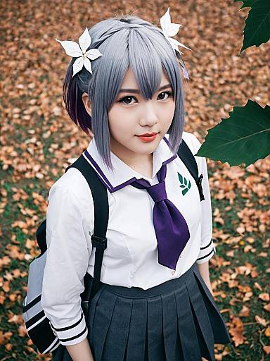 Akishimo Kantai Collection Cosplay Woman in Autumn Outdoor Setting