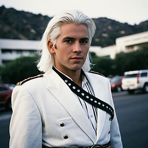 Man in Stylish White Jacket Outdoors