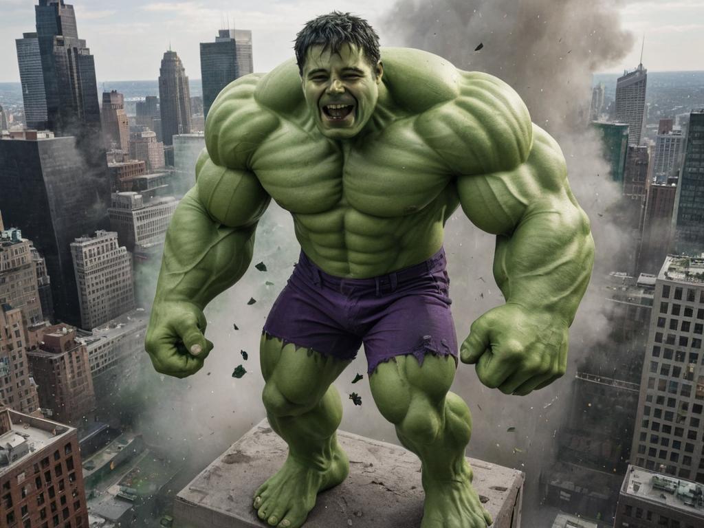 Hulk Rampaging Through Cityscape