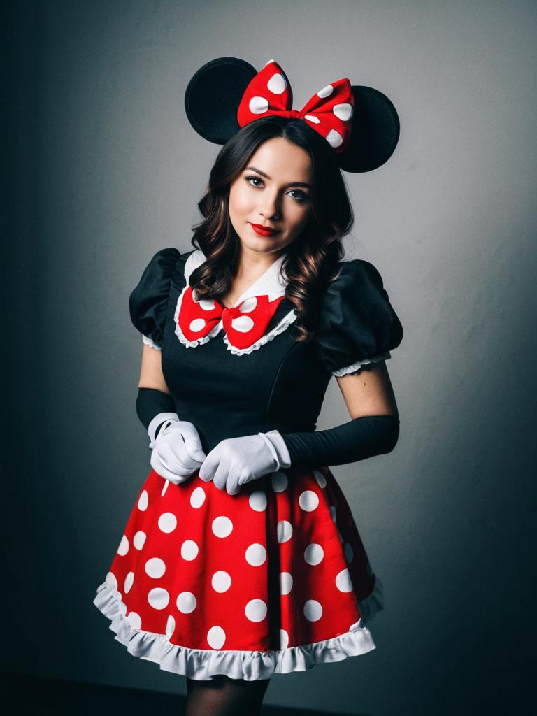 Woman in Minnie Mouse Costume Professional Cosplay Photography