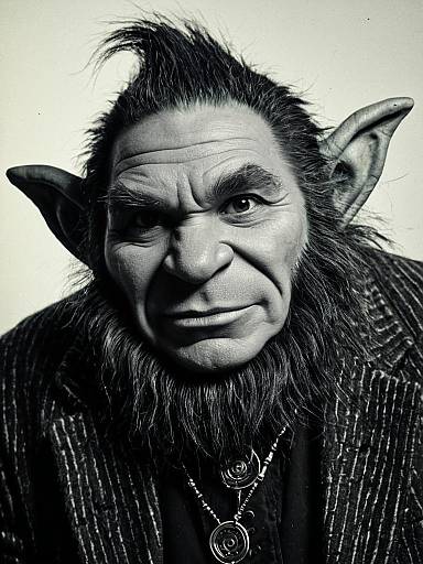 Photorealistic Studio Portrait of Man in Detailed Troll Costume
