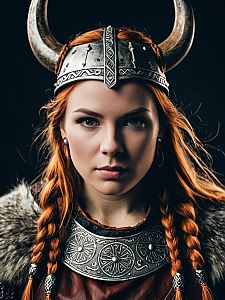 Woman in Viking Costume Photorealistic Detailed Studio Portrait