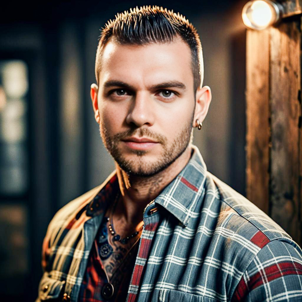 Confident Man in Stylish Plaid Shirt