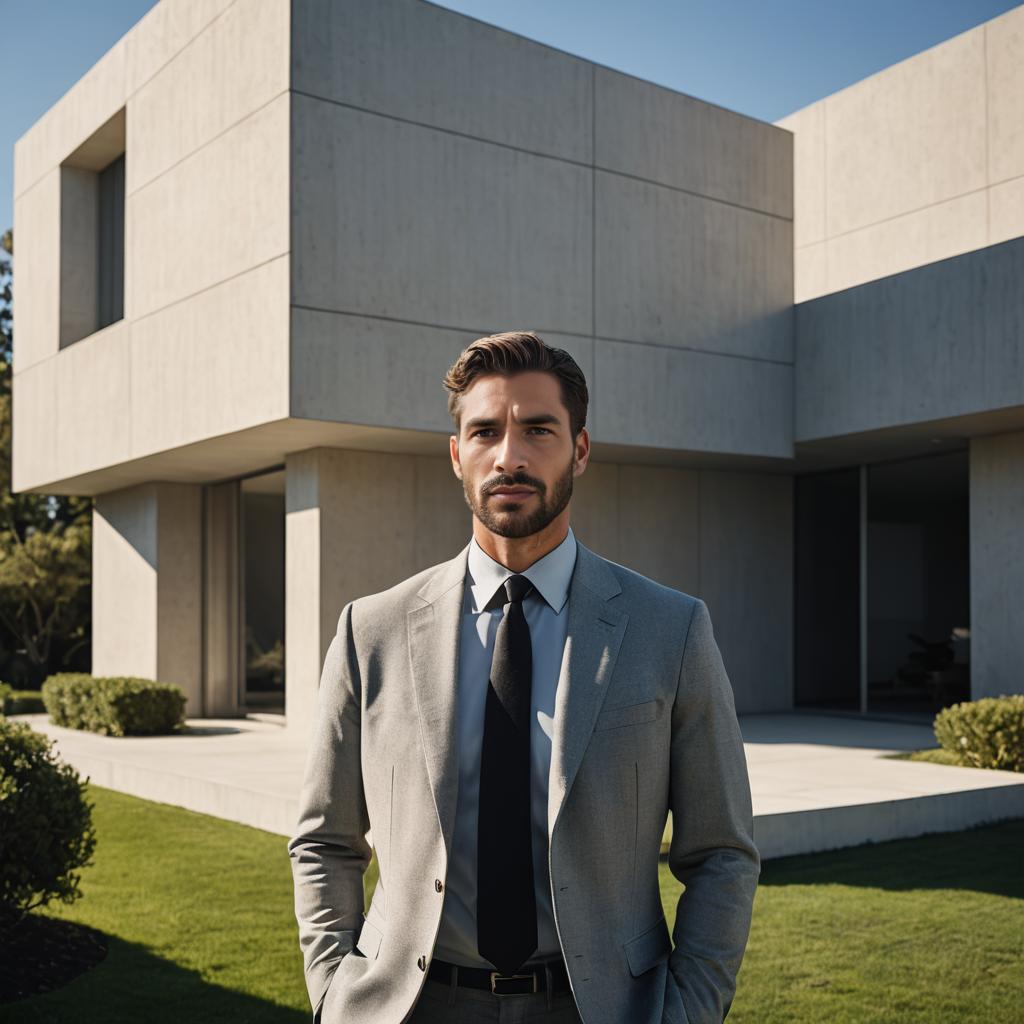 Sophisticated Man in Tailored Suit at Modern Architecture