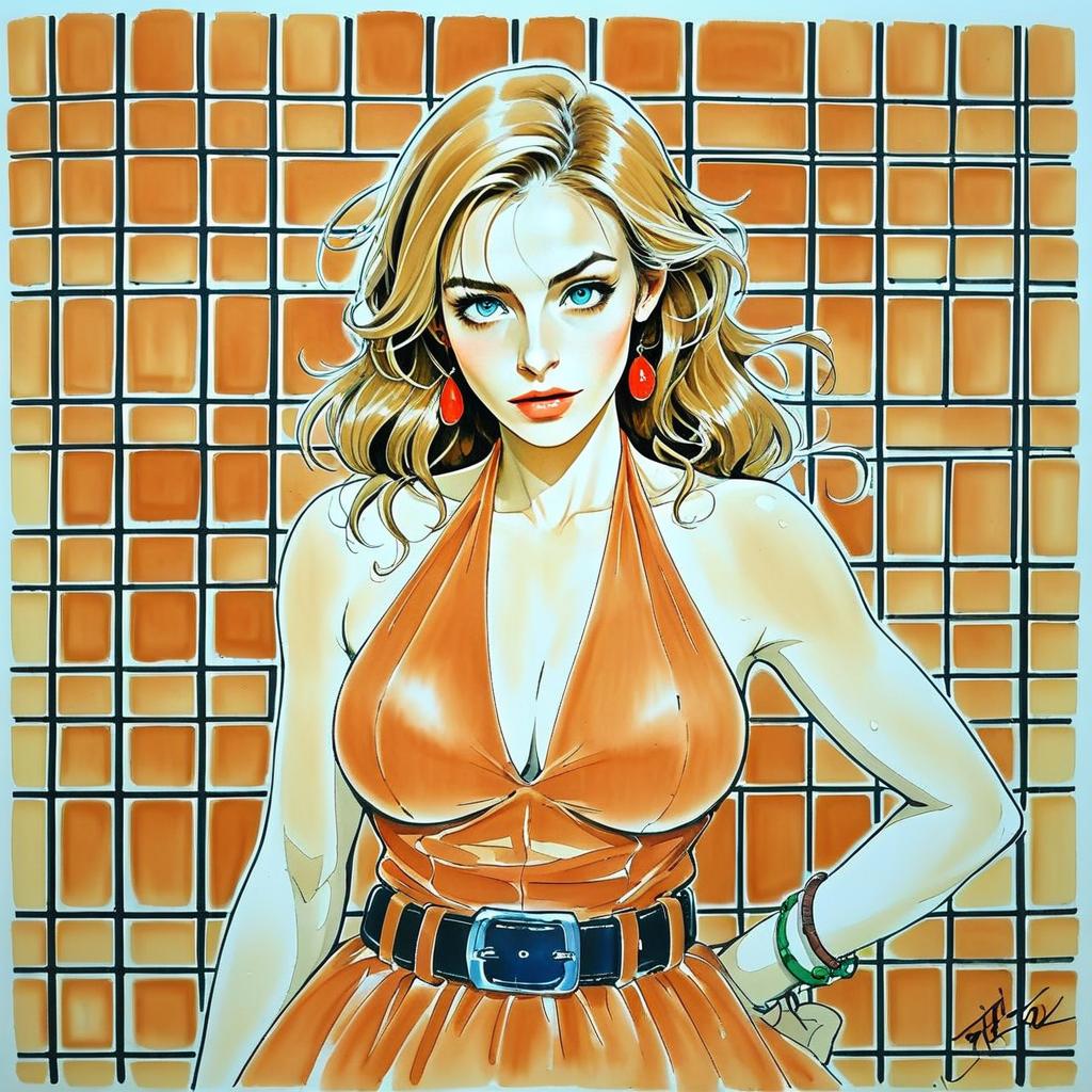 Confident Woman in Orange Outfit