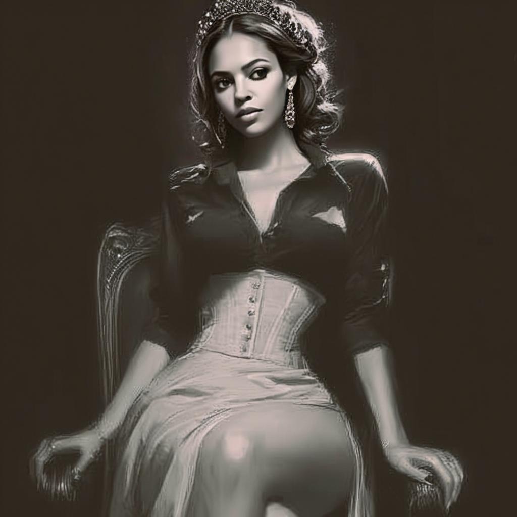 Elegant Woman in Vintage Corset and Blouse Portrait