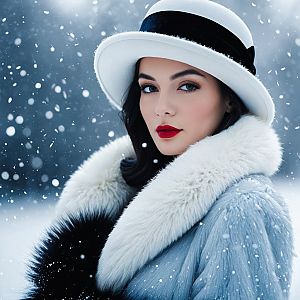 Stylish Woman in Snowy Winter Fashion