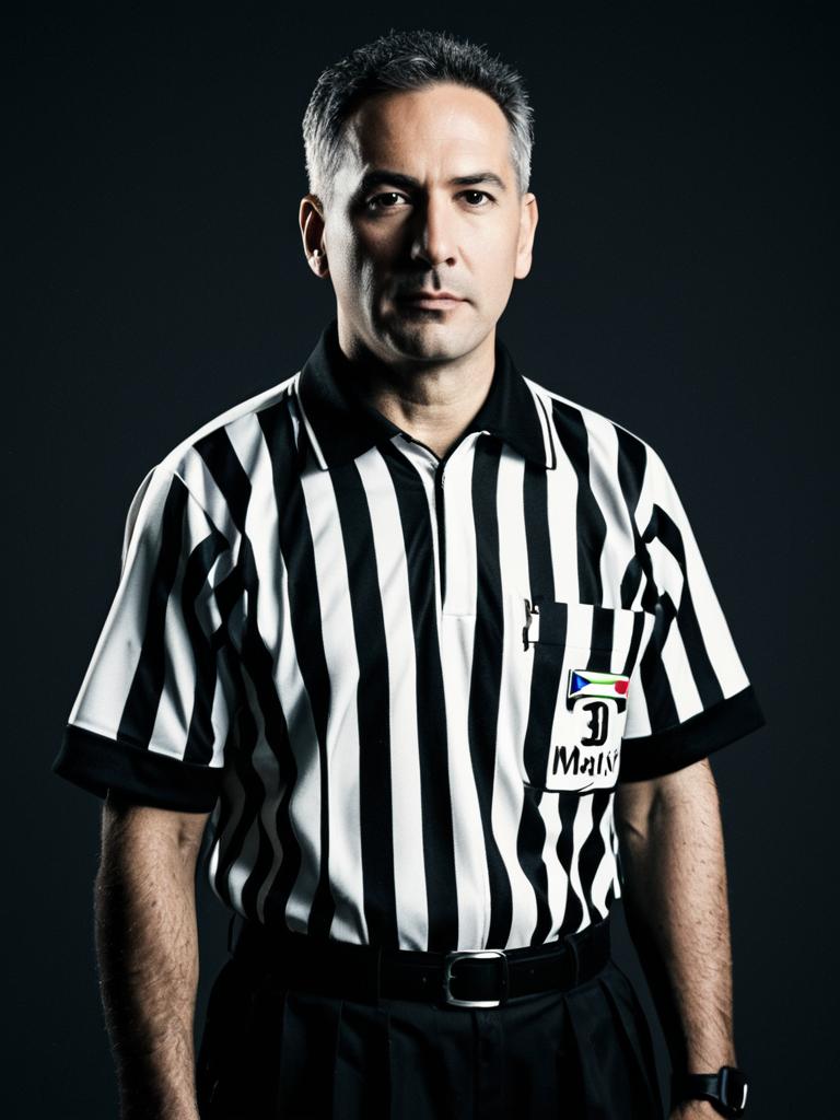 Man in Referee Costume Photorealistic Detailed Studio Portrait