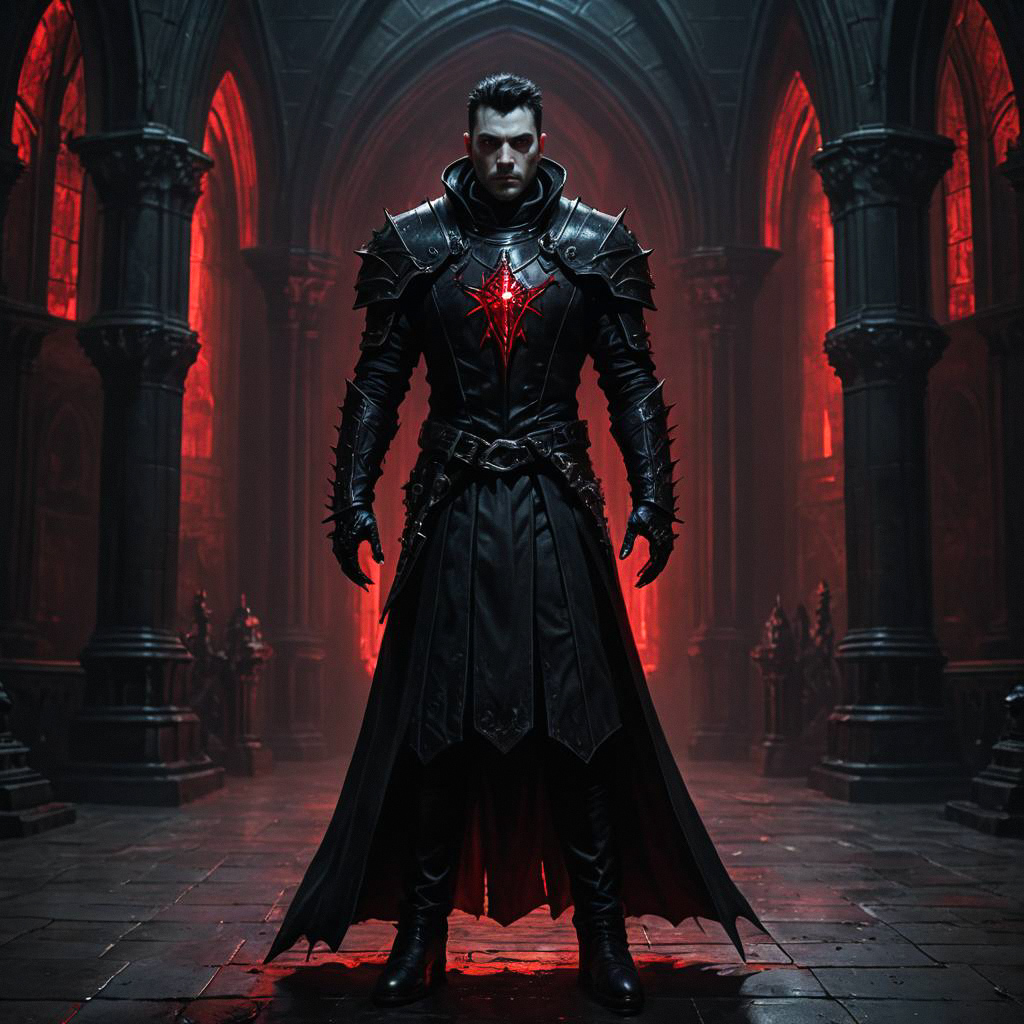Confident Warrior in Gothic Cathedral