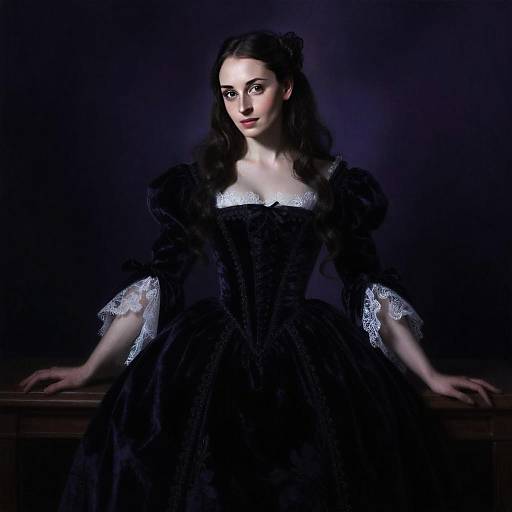 Elegant Woman in Renaissance Style Velvet Gown Portrait