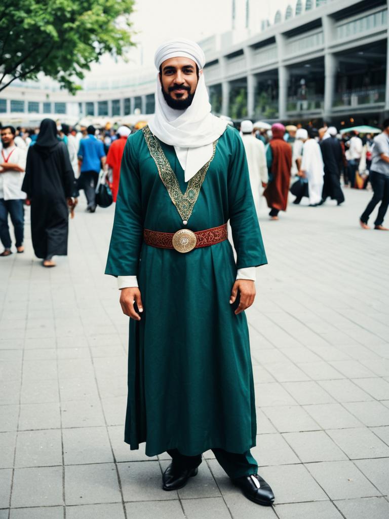 Man in Muslim Costume Full Body at Cosplay Festival