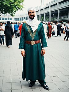 Man in Muslim Costume Full Body at Cosplay Festival