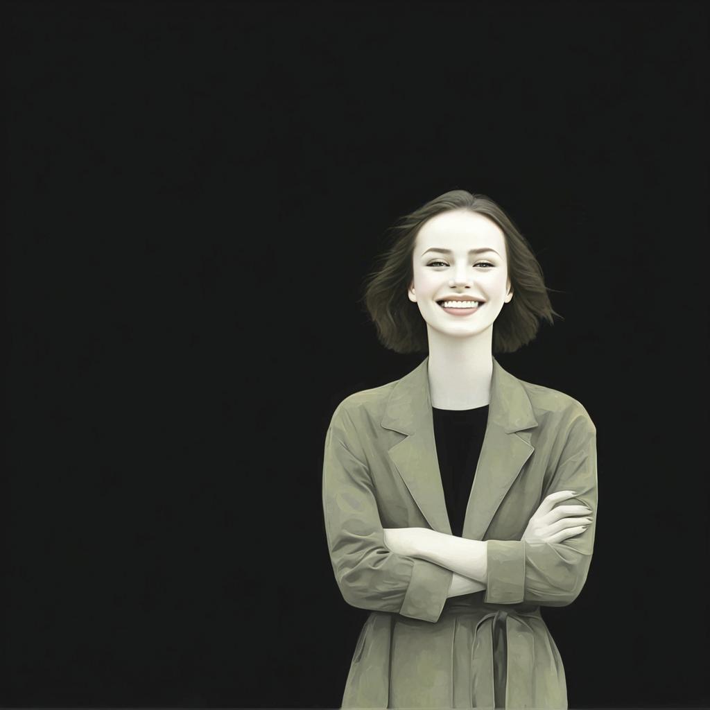 Confident Young Woman Smiling with Arms Crossed Digital Portrait