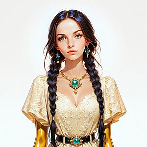 Digital Portrait of Young Woman in Ornate Dress