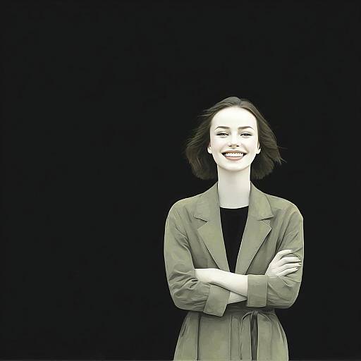 Confident Young Woman Smiling with Arms Crossed Digital Portrait