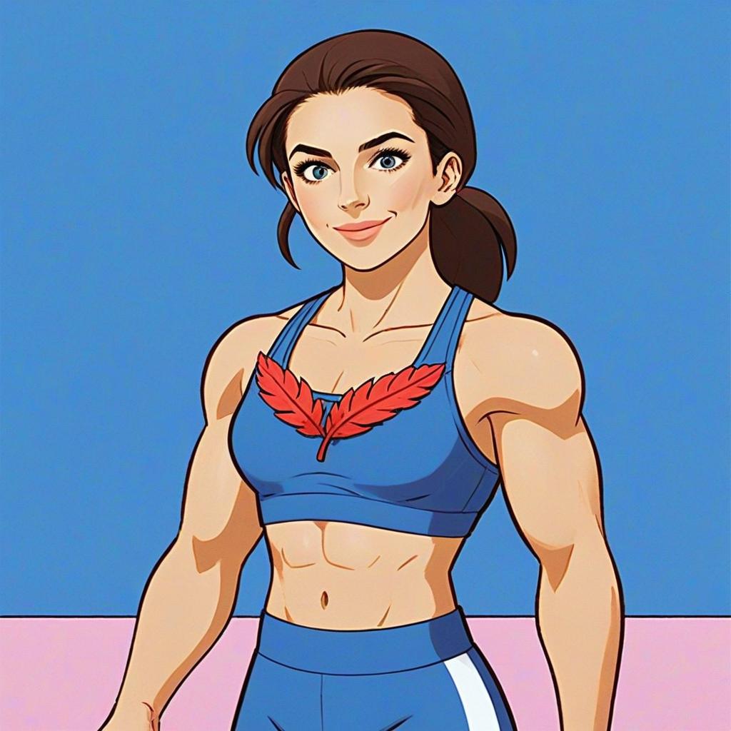 Strong Fit Woman in Blue Sportswear Digital Illustration
