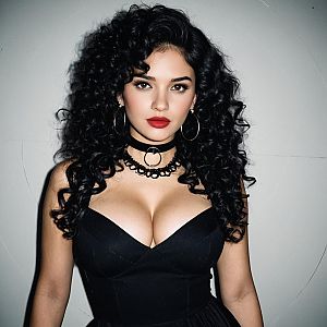 Confident Woman in Black Party Outfit