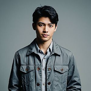 Confident Young Man in Gray Jacket