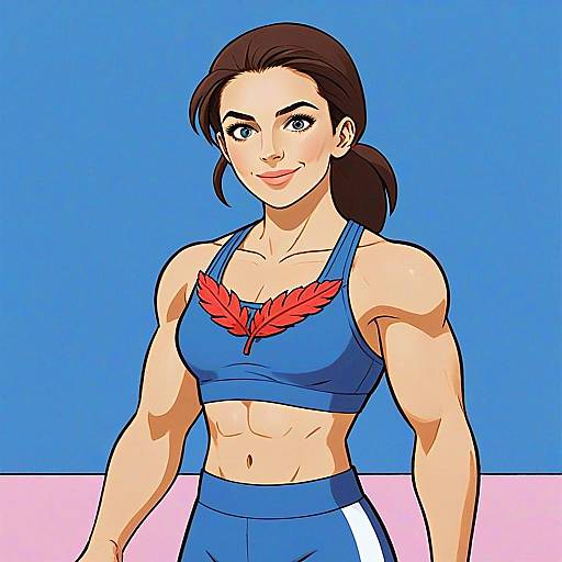 Strong Fit Woman in Blue Sportswear Digital Illustration
