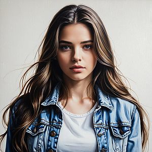 Portrait of a Young Woman in Denim Jacket