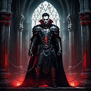 Mysterious Man in Gothic Cathedral