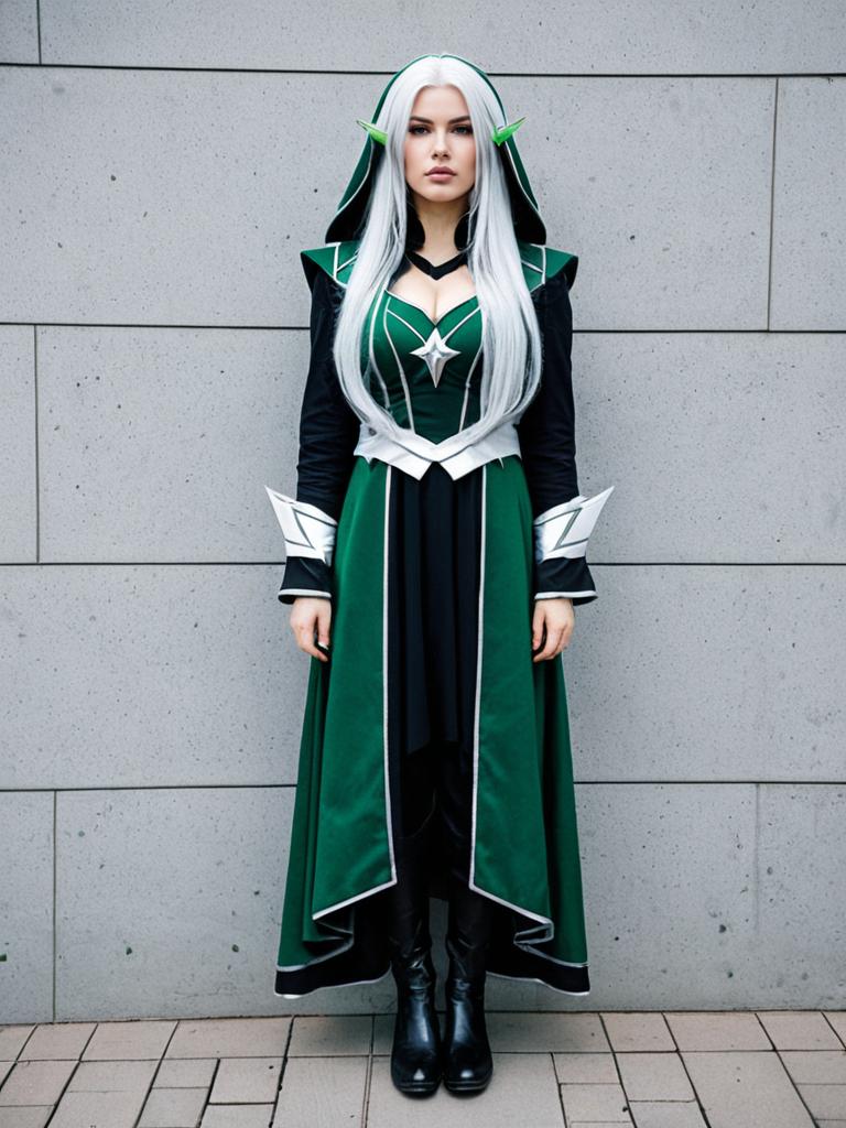 Altina Orion Fantasy Cosplay Woman in Green and Black Dress