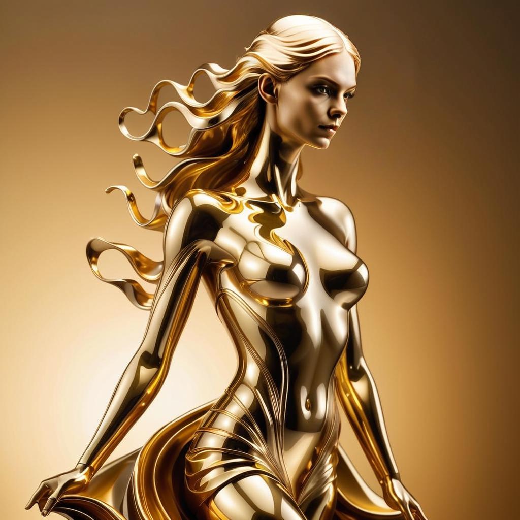 Futuristic Woman in Metallic Gold