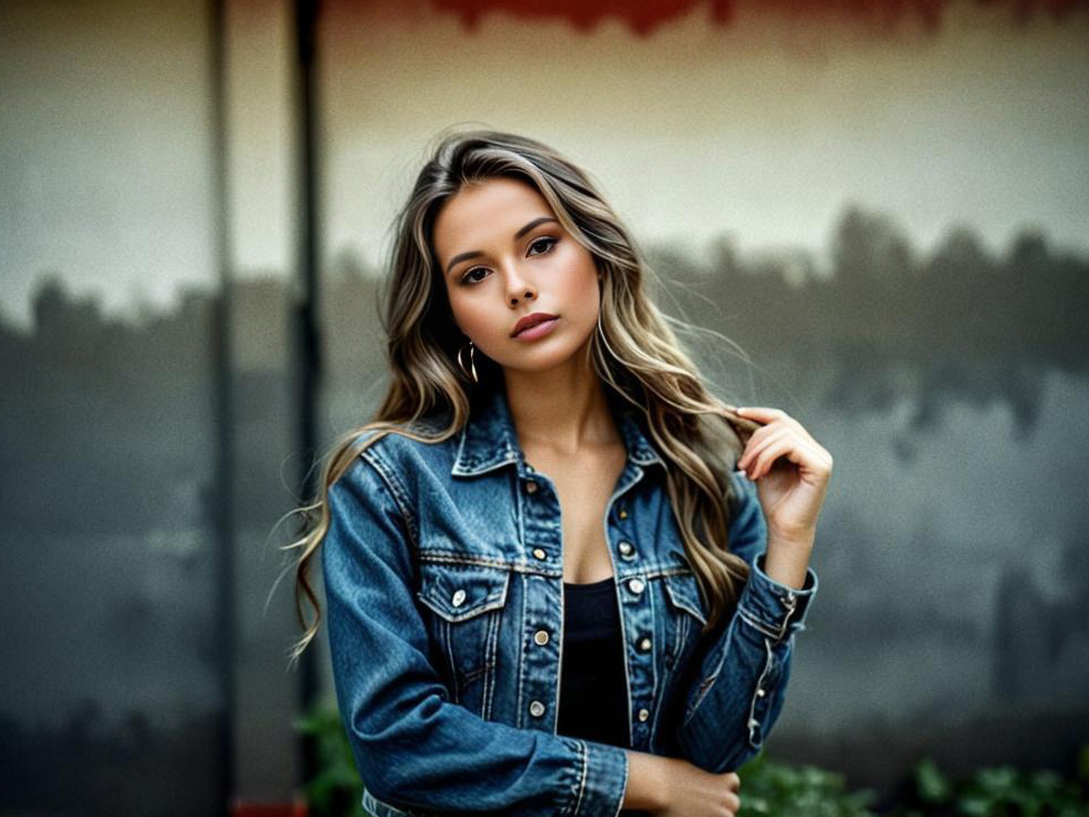 Young Woman in Denim Jacket