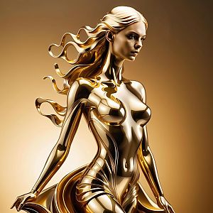 Futuristic Woman in Metallic Gold