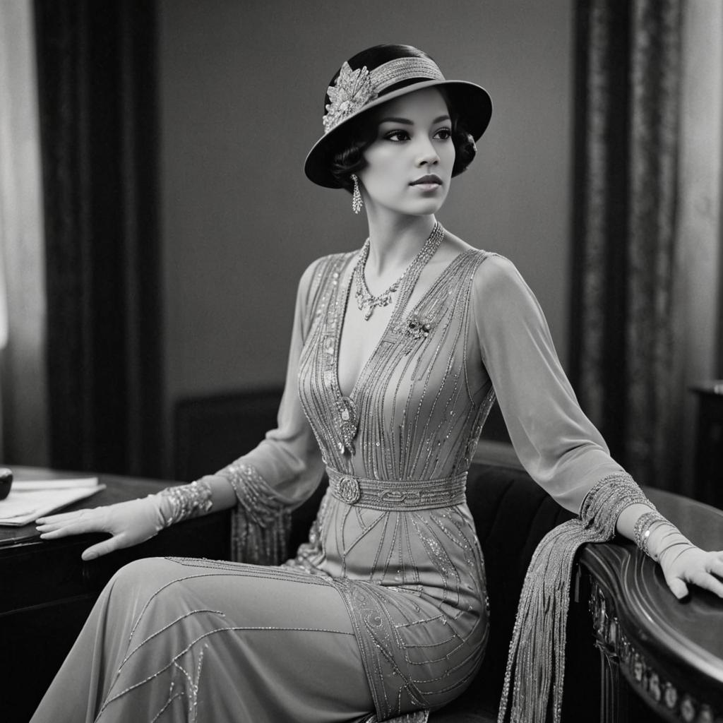 Elegant 1920s Flapper in Gatsby Attire